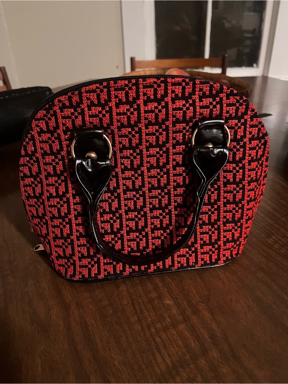 Vintage Red & Black FF-Style Monogram Satchel Bag
